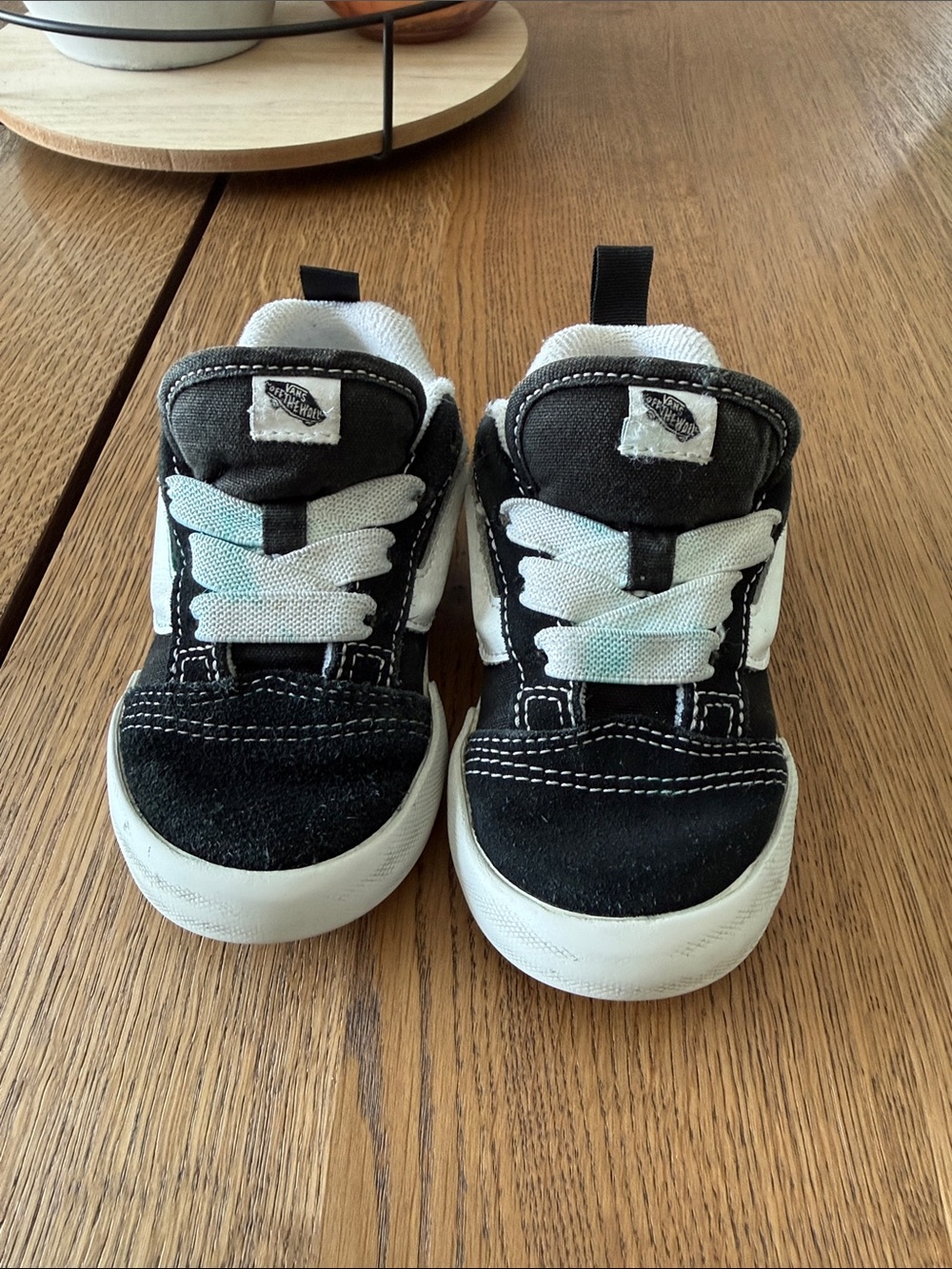 Vans Kids Black & White Slip-On Style Lace-Up Sneakers